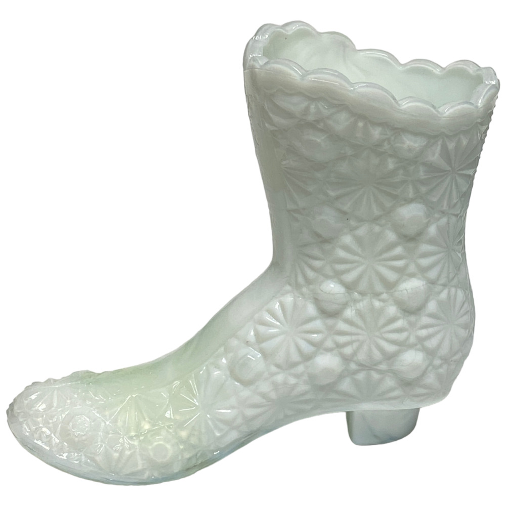 Daisy Button High Top Boot Shoe Boyd Glass 2000 Millennium White Swirl